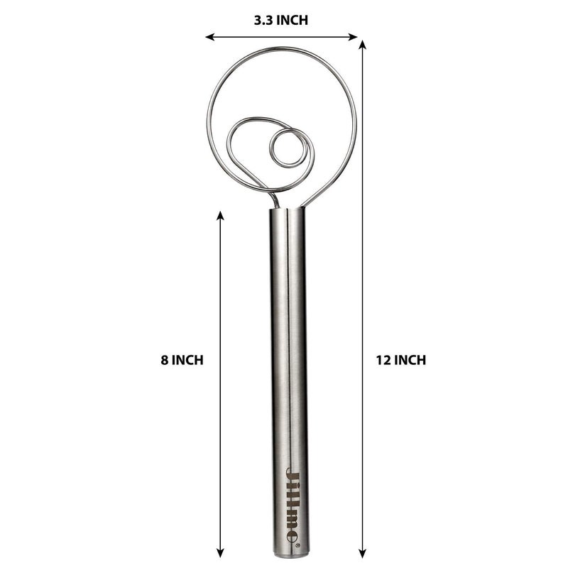 Jillmo Danish Dough Whisk, 12 inch Stainless Steel Bread Whisk, 2 Pack - Image 2